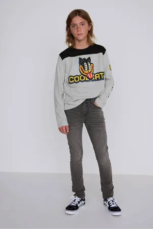 CoolCat Skinny Jeans Dexx Grijs Jongens Katoen Effen