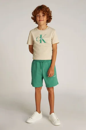 Calvin Klein Sweatshort groen Korte broek Jongens/Meisjes Katoen Effen