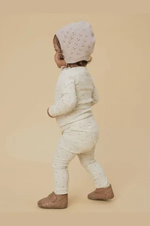 Lil Atelier BABY regular legging Broek Ecru Meisjes Katoen Effen