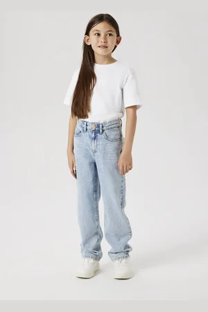 NAME IT KIDS straight regular waist light blue bleached Jeans Blauw Meisjes Denim