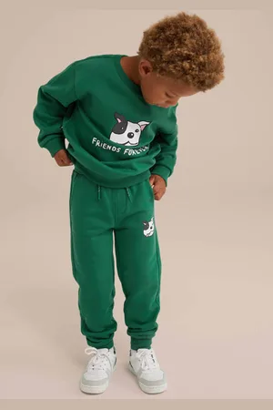 WE Fashion Slim fit broek met printopdruk Jongens Katoen Printopdruk
