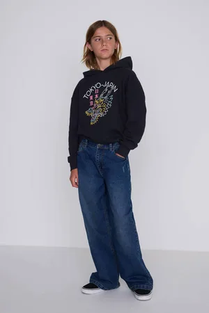 CoolCat Wide Leg Jeans Dominic Donker Blauw Jongens Katoen Effen