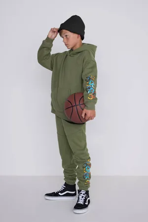 CoolCat Joggingbroek Coby met printopdruk Groen Jongens Katoen Printopdruk