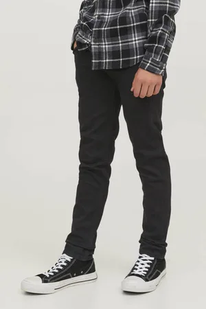 JACK & JONES JUNIOR low waist slim fit jeans JJIGLENN JJORIGINAL black denim Zwart Jongens Stretchdenim