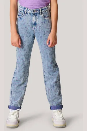 SHOEBY Mom jeans met hartjes blue denim Hartjes