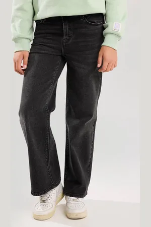 America today Wide leg jeans Olivia JR Zwart Meisjes Stretchdenim