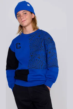 CoolCat Colourblock Sweater Nathan met Print Jongens Katoen Ronde hals