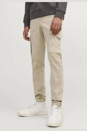 JACK & JONES JUNIOR tapered fit cargobroek JPSTPAUL beige