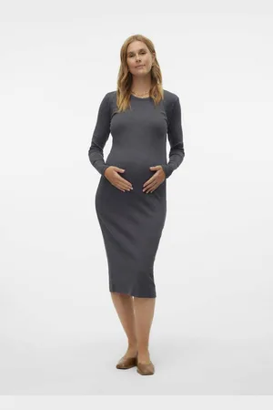 VERO MODA Zwangerschaps korte jurk Dames Stretchkatoen Ronde hals