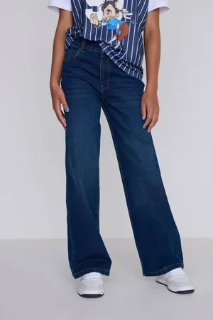 CoolCat Wide Leg Jeans Dominique Donker Blauw Meisjes Katoen Effen
