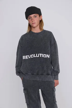 CoolCat Sweater Nixon met printopdruk Trui Zwart Jongens Katoen Ronde hals