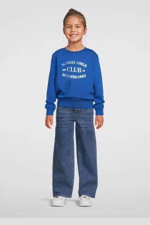 Cars Straight high waist light blue denim Jeans Blauw Effen