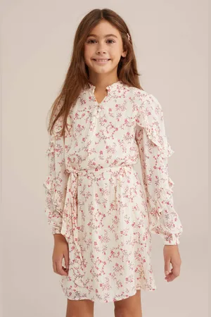 WE Fashion Korte jurk ecru Meisjes Viscose V
