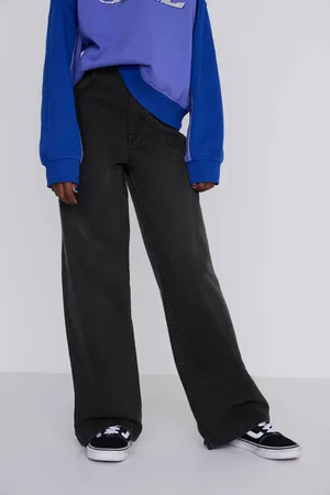 CoolCat Wide Leg Jeans Dominique Donker Grijs Meisjes Katoen Effen