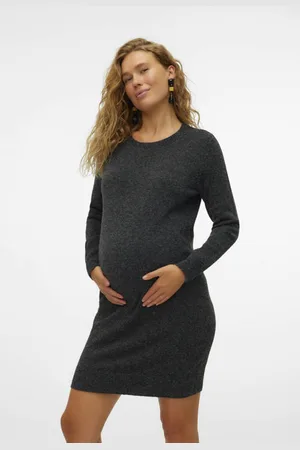 VERO MODA Zwangerschapsjurk Grijs Dames Polyester Ronde hals