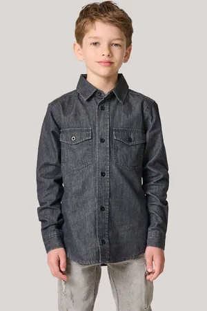 SHOEBY Denim overhemd grey denim Grijs Effen