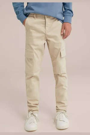 WE Fashion Blue Ridge slim fit cargobroek Jongens Stretchkatoen Effen