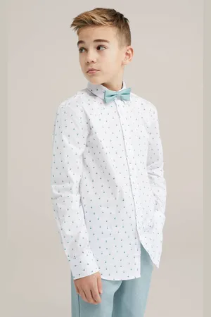 WE Fashion Overhemd met vlinderstrik Jongens Katoen Klassieke kraag