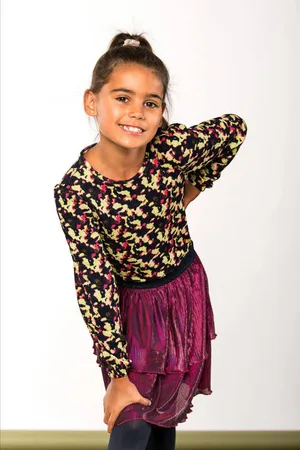 B.Nosy Jurk Daisy met all over print Meisjes Polyester Ronde hals