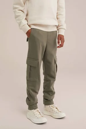 WE Fashion Blue Ridge slim fit cargobroek olijfgroen Jongens Polyester