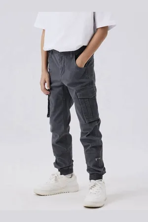 NAME IT KIDS regular fit cargobroek NKMRYAN donkergrijs Jongens Stretchkatoen