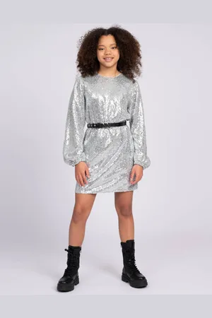 Nik & Nik Glitterjurk Meisjes Polyester Ronde hals Effen