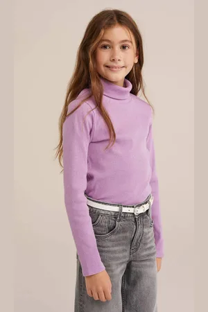 WE Fashion Longsleeve roze Meisjes Stretchkatoen Col Effen
