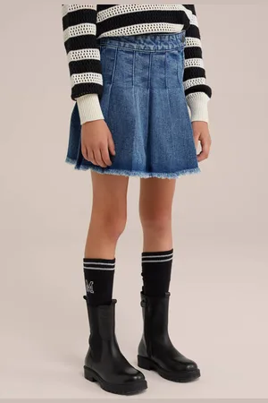 WE Fashion Denim spijkerrok medium blue denim Blauw Effen