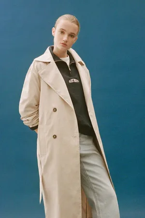 MANGO Trenchcoat lente beige Jas Meisjes Polyester Reverskraag Effen