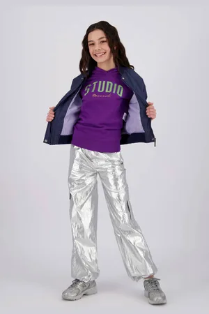 Raizzed Regular casual broek zilver Meisjes Polyester Effen