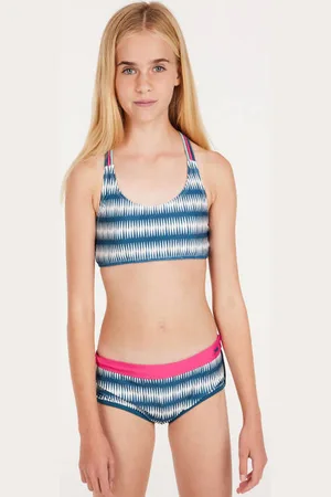 Protest Crop bikini PRTZUKA JR blauw/wit/roze Meisjes Polyamide All over print