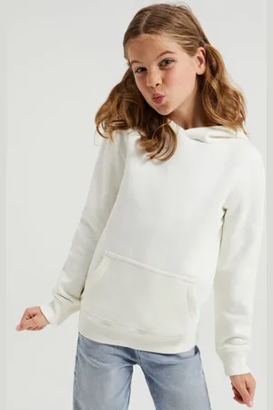 WE Fashion Blue Ridge unisex hoodie wit Sweater Effen