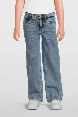 Cars Straight high waist light blue denim Jeans Blauw Effen