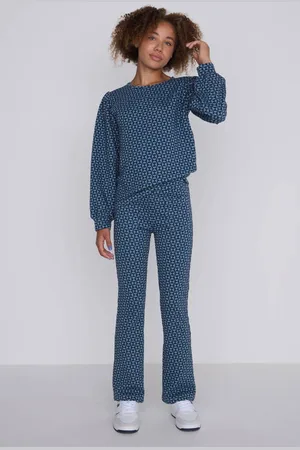 CoolCat Flare Broek Bailey met Geometrisch Jacquard Patroon Blauw Meisjes Polyester