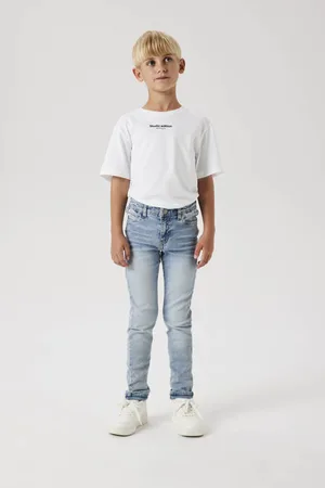 NAME IT KIDS slim regular waist slim fit jeans Blauw Jongens Stretchdenim