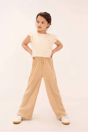 NoNo Loose zand Jumpsuit Beige Meisjes Polyester Ronde hals All over print