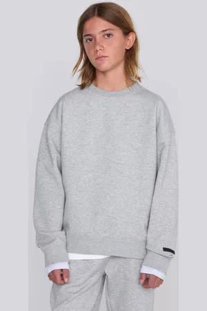 CoolCat Unisex Sweater Vicky met 3D Logo Grijs Trui Jongens/Meisjes Katoen Ronde hals