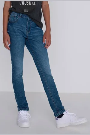 CoolCat Skinny Jeans Doris Medium Blauw Meisjes Katoen Effen
