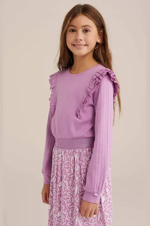 WE Fashion Korte jurk roze Meisjes Katoen Ronde hals All over print