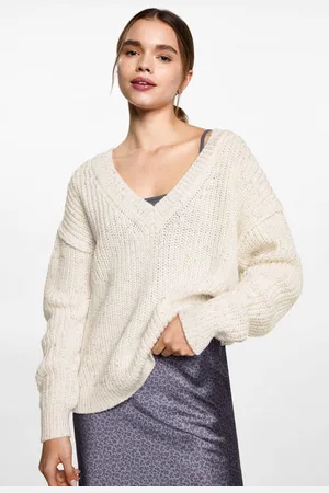 MANGO Trui wit gebreid Meisjes Polyester V