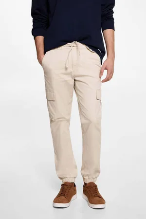 MANGO Cargo broek beige Jongens Stretchkatoen Effen