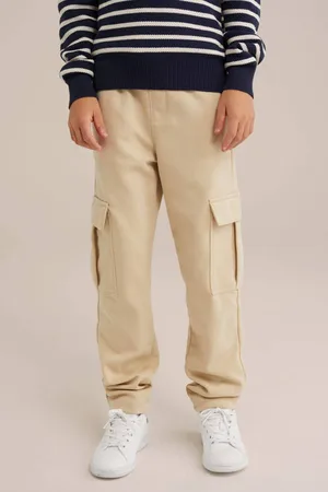 WE Fashion Blue Ridge slim casual broek Beige Jongens Polyester