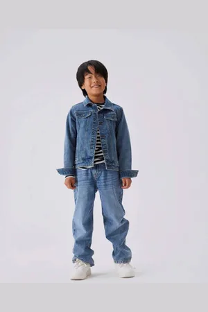 NAME IT KIDS straight fit jeans NKMRYAN Blauw Effen