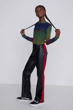 CoolCat Imitatieleren Flare Broek Bobby Meisjes Polyester Effen