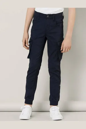 NAME IT KIDS cargobroek NKMRYAN donkerblauw Jongens Stretchkatoen Effen