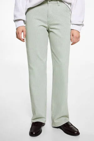 MANGO Straight casual broek Meisjes Katoen Streep