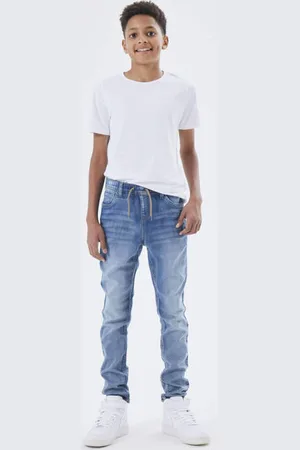 NAME IT KIDS slim regular waist slim fit jeans Groen Jongens Stretchdenim