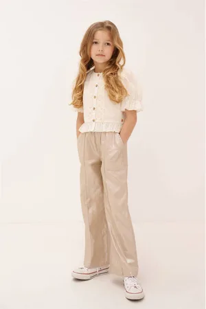 NoNo Regular pantalon zand Broek Beige Meisjes Stretchkatoen Effen