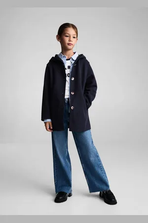 MANGO Manteljas donkerblauw Meisjes Polyester Capuchon Effen