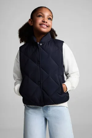 MANGO Bodywarmer Blauw Meisjes Polyamide Opstaande kraag Effen
